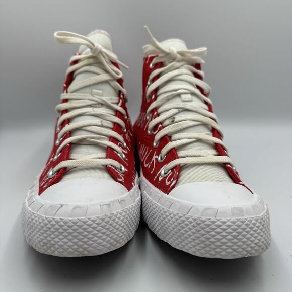 CONVERSE MEN'S RED/WHITE NOT A CHUCK 90'S THEME HIGH TOP CASUAL SNEAKERS - Picture 3 of 7